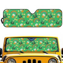 Psesaysky Car Windshield Sun Shade Saint Patrick Hats Rainbow Windshield Cover Automotive Interior Protection Front Window Sun Visor Protector Blocks UV Rays Keep Your Vehicle Cool