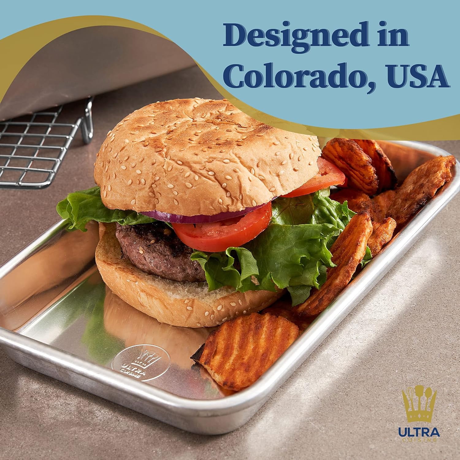 Professional Aluminum Eighth Sheet Pan - 1/8 Small, 6.97x10.16-inch Baking Sheet Set, 2-Pack