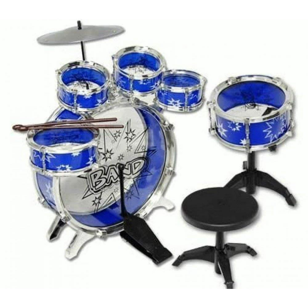 Educational Children's Blue 11 Piece Drum Set Musical Playet Instrument