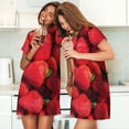 thumbnail image 4 of Balery Strawberry Red Camisón de manga corta con cuello redondo para mujer, cómodo y elegante., 4 of 6