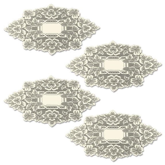 Heritage Lace HL-1220E-S 12 x 20 in. Heirloom Doily - Ecru - Set of 4