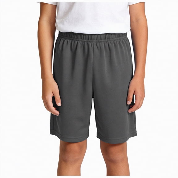 UngA Boys Athletic Shorts Youth Quick Dry Soccer Basketball Running Gym Performance Mesh Sports Shorts for Kids (Dark Gray,13-14 Years)