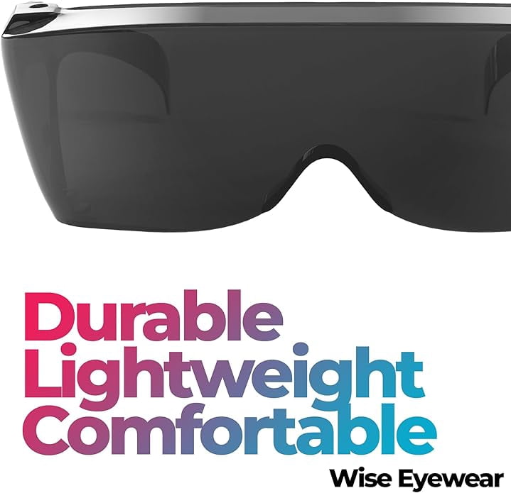Wise Eyewear Cover-Ups Black Fit Over Sunglasses - Wrap Around Sunglasses - People Who Wear Prescription Glasses in the Sun (Black)