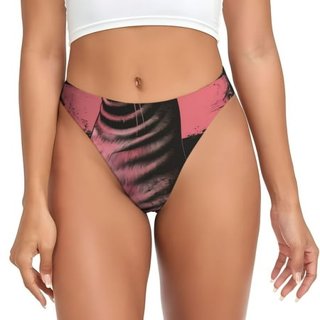 Qokaie Graphic Seal On Stripes Printed Women s Cotton Thong Underwear  Sexy Breathable Panties G-string-X-Small