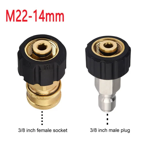 KLYNE - 2Pcs Pressure Washer Adapter Set M22 3/8" Quick Connect For Power Washer Hose