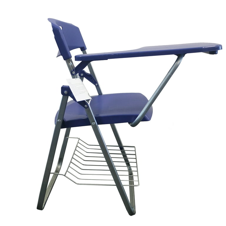 RTC Group Right Hand Pad Tablet Small Arm Desk Folding Chair, Blue
