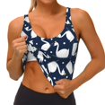 thumbnail image 2 of Sikiie Swan Print Strappy Sports Bra for Women Padded Push Up Sports Bra Athletic Running Sports Bra Workout Bra Yoga Bra, 2 of 5