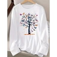 thumbnail image 2 of MORTTIC Women's Casual Long Sleeve Crew Neck T-Shirt – Butterfly & Tree Graphic Print Tee Tops, S, 2 of 5