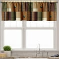 thumbnail image 2 of Ambesonne Wine Themed Valance & Curtain 3 Pcs Set, Rustic Rectangles Boho, 55"x45", Caramel Burgundy Green, 2 of 7