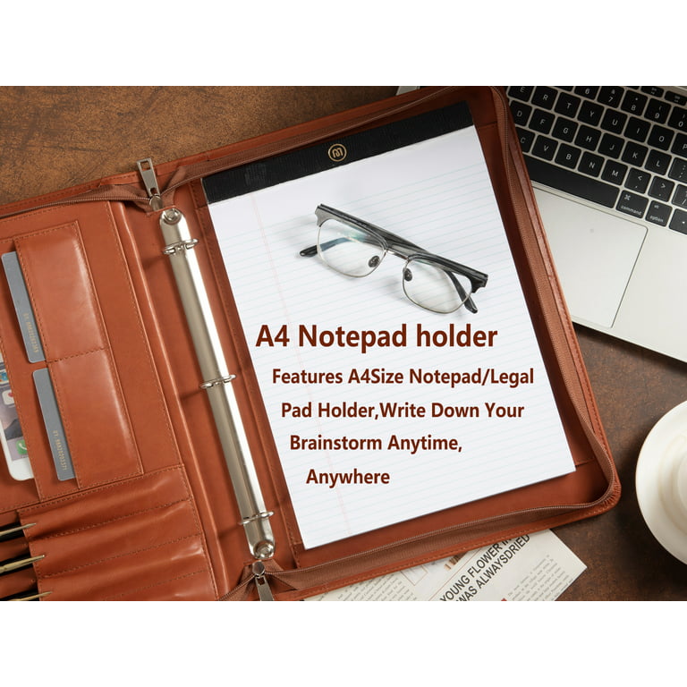3-ring Binder Leather Portfolio With A4 Notepad Holder,left-hand Portfolio  Binder Notepad, Letter Paper Holder, iPad Case, Exhibition Gifts 