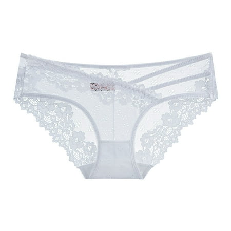 

Womens Sexy Lace G-St Briefs Floral See Through Underwear Comfortable Lace Trim Stretch Full Brief Stretchy Lace Low Rise Thong Sexy Underwear For Women Thongs For Women White XL