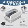 thumbnail image 6 of Stainless Steel Cat Litter Box with Lid High Wall Sides Enclosure, Non-Sticky, Anti-Leakage, Easy Cleaning, with Cat Mat & Metal Scoop, 19.6" L x 14" W x 12" H, 6 of 7