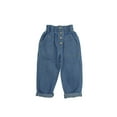 thumbnail image 1 of Honganda Kid's High Waist Jeans, Elastic Buttoned Waist Loose Long Trousers, 1 of 7