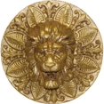 thumbnail image 1 of Hickory Manor Home HM81209GL Plaque Ronde de Lion&44; Feuille d'Or, 1 of 1