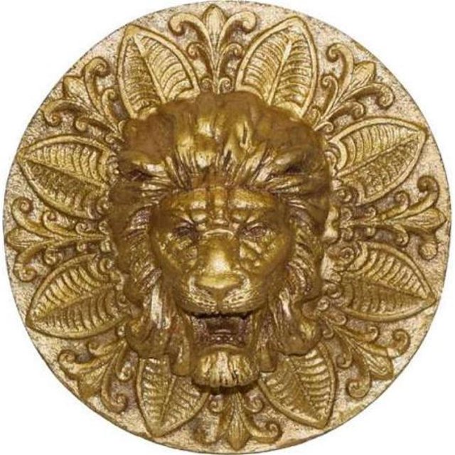 Hickory Manor Home HM81209GL Plaque Ronde de Lion&44; Feuille d'Or