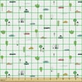 thumbnail image 2 of Cartoon Fabric by the Yard, Abstract Drawing of Vans Cars and Trees with House Buildings on Plain Background, Upholstery Fabric for Dining Chairs Home Decor Accents, Multicolor by Ambesonne, 2 of 5