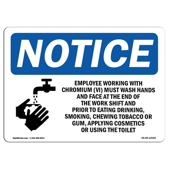 OSHA Notice Sign - Employees Working With Chromium Sign With Symbol | Decal | Protect Your Business, Construction Site | Made in the USA