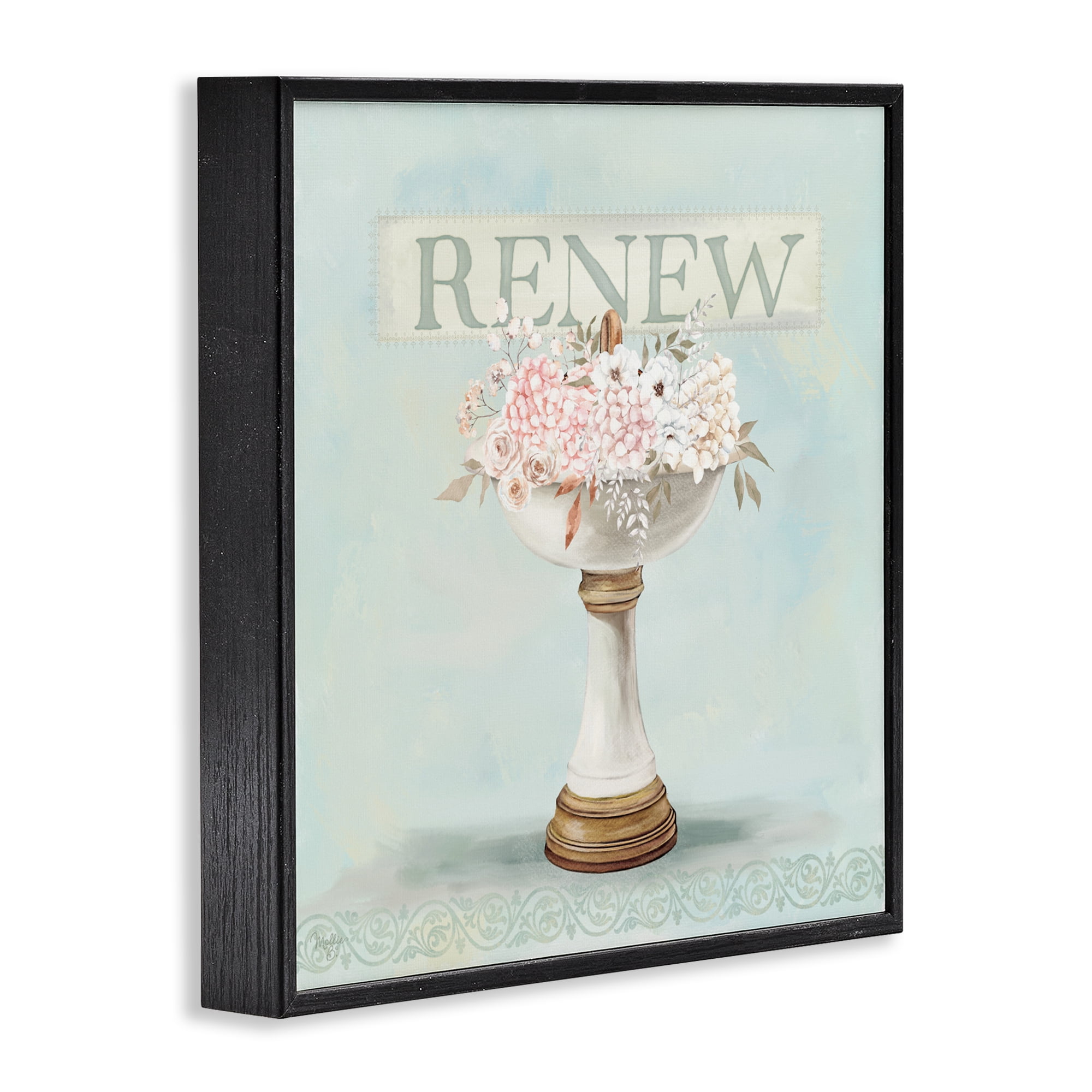 Stupell Industries Renew Floral Sink Black Framed Giclee Art, design by Mollie B.