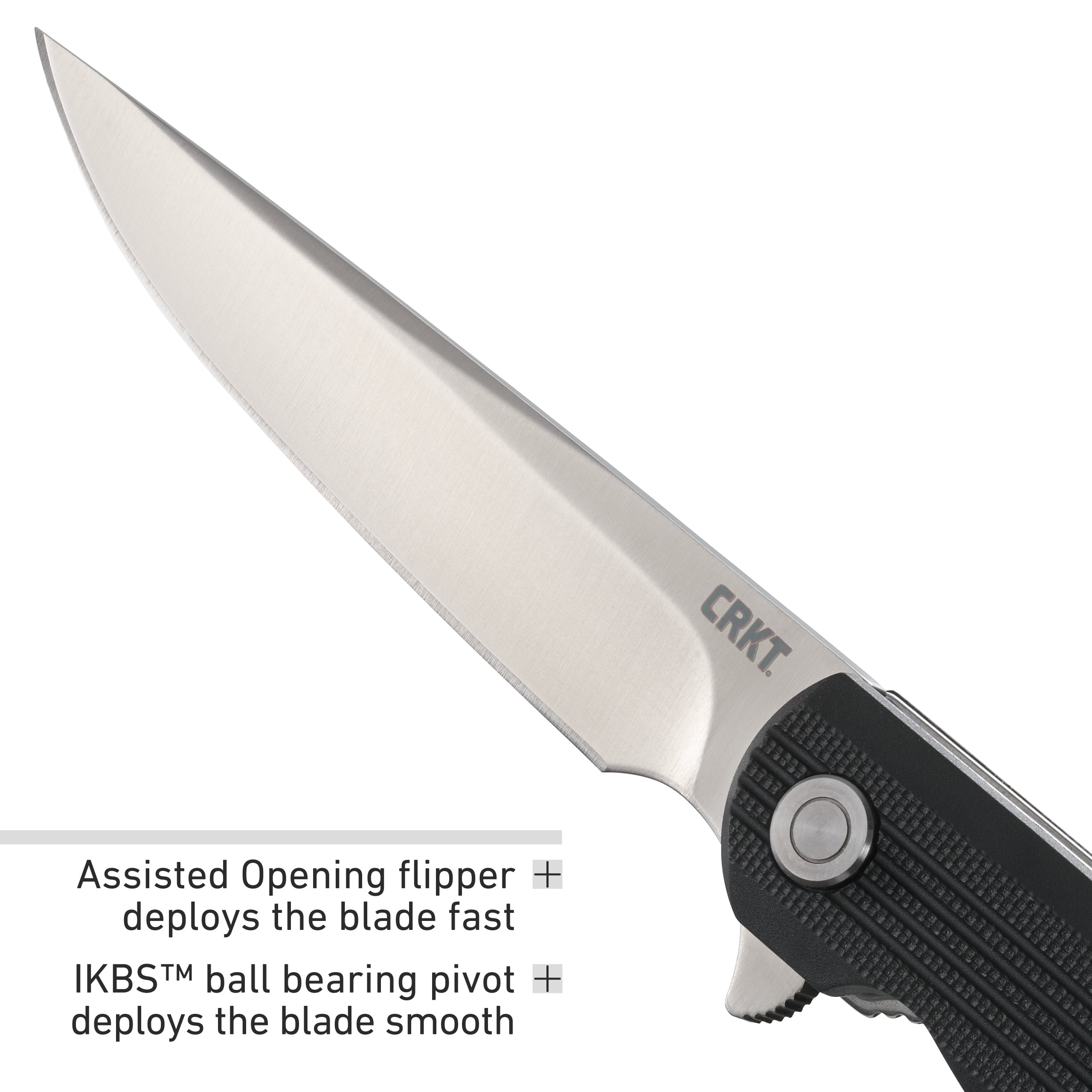 CRKT LCK + Everyday Carry Assisted Folding Knife with Liner Lock: Stainless Steel Plain Edge Blade, Glass-Reinforced Nylon Handle, Pocket Clip, 3810