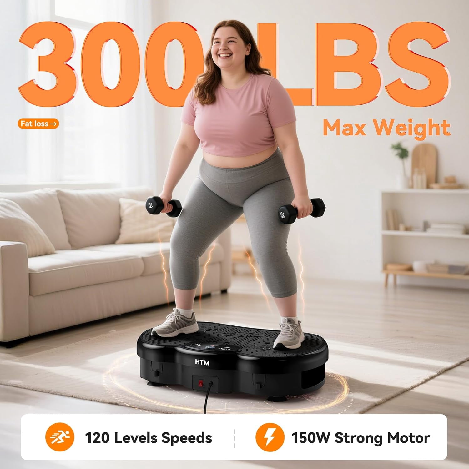 Vibration Plate Exercise Machine - 300 lbs Capacity, 120 Speeds, 9 Modes for Home Fitness & Muscle Toning