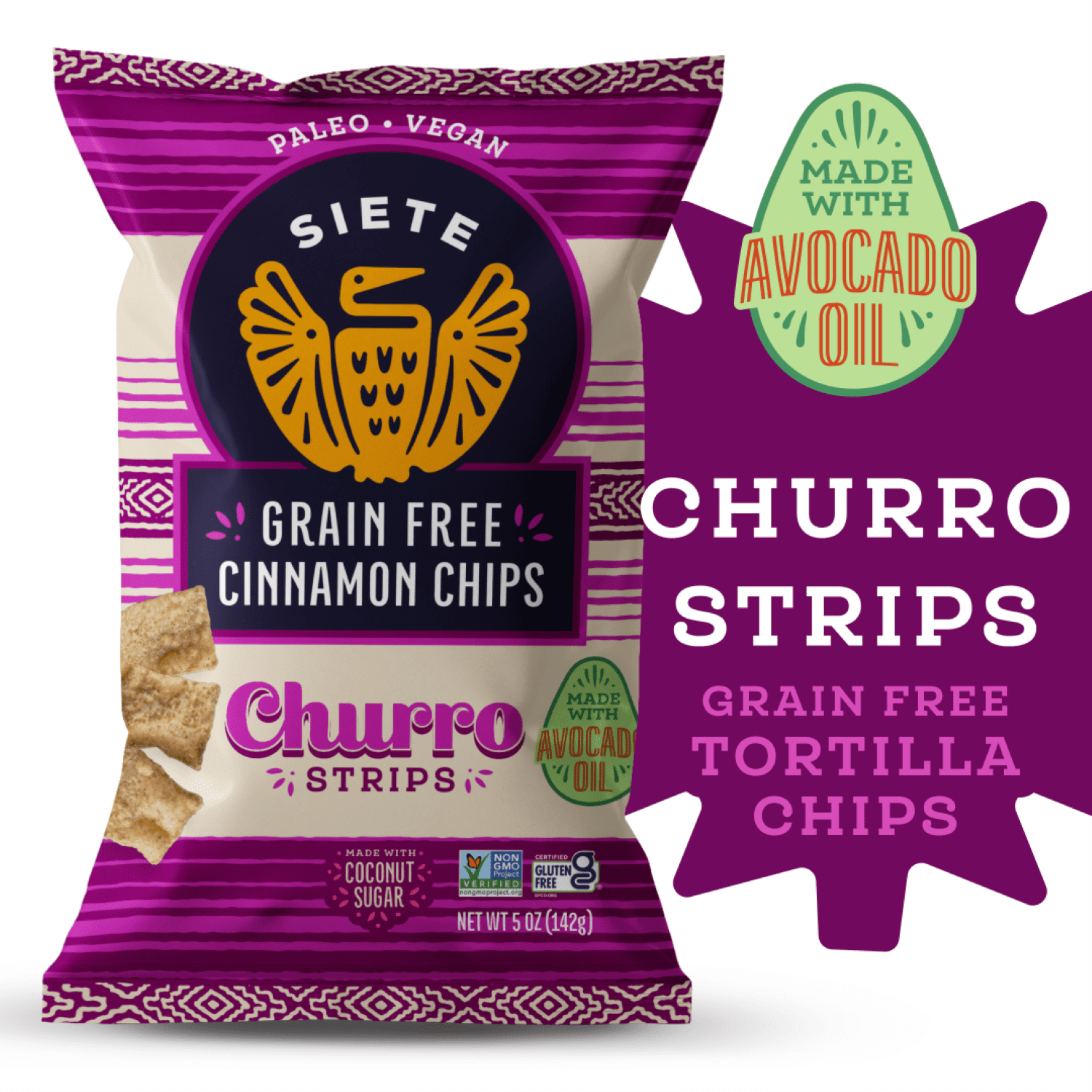 Siete Foods Grain Free Churro Cinnamon Chips, 5 oz. Bag