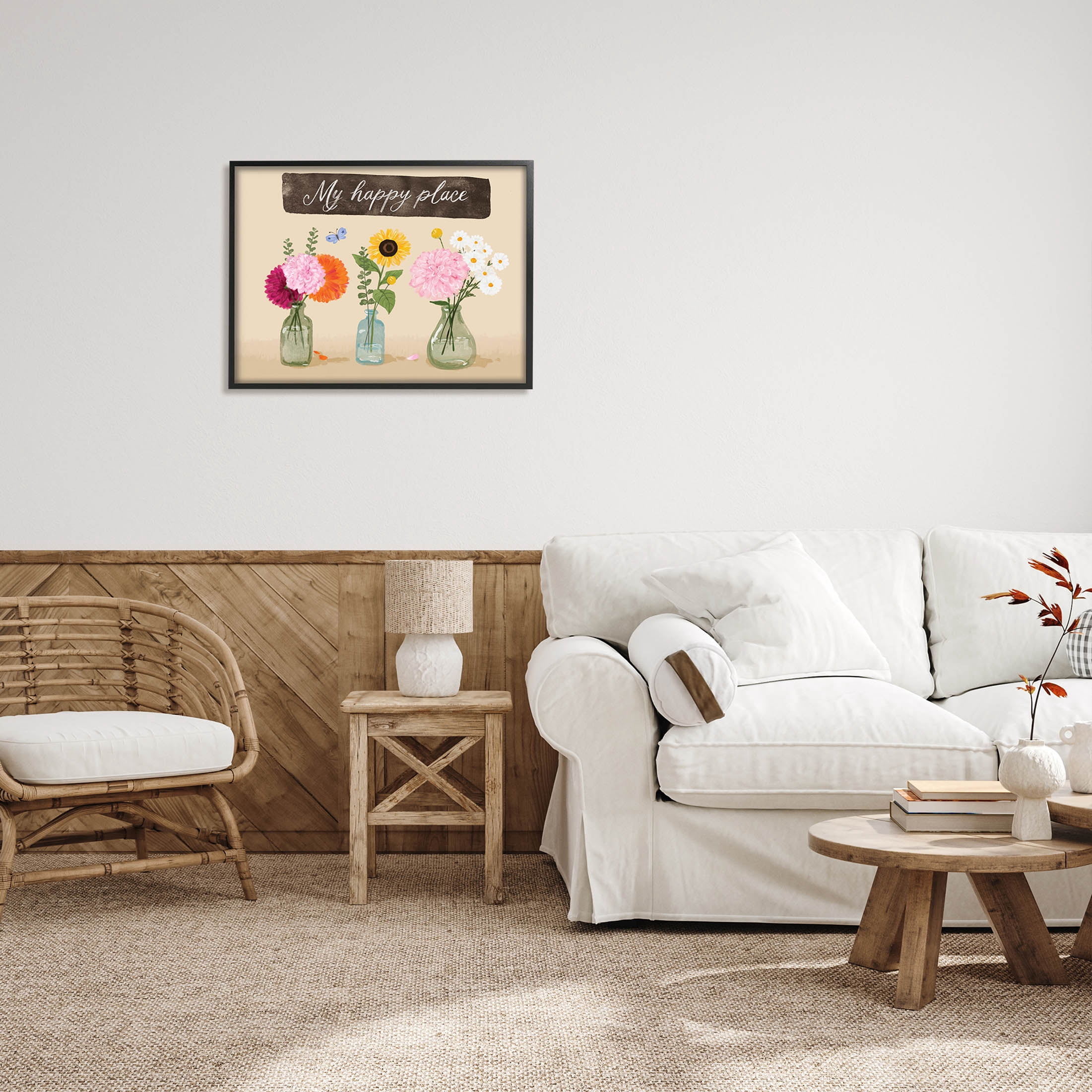 Stupell Industries My Happy Place Bouquets Graphic Art Black Framed Art Print Wall Art, Design by Be Ni La