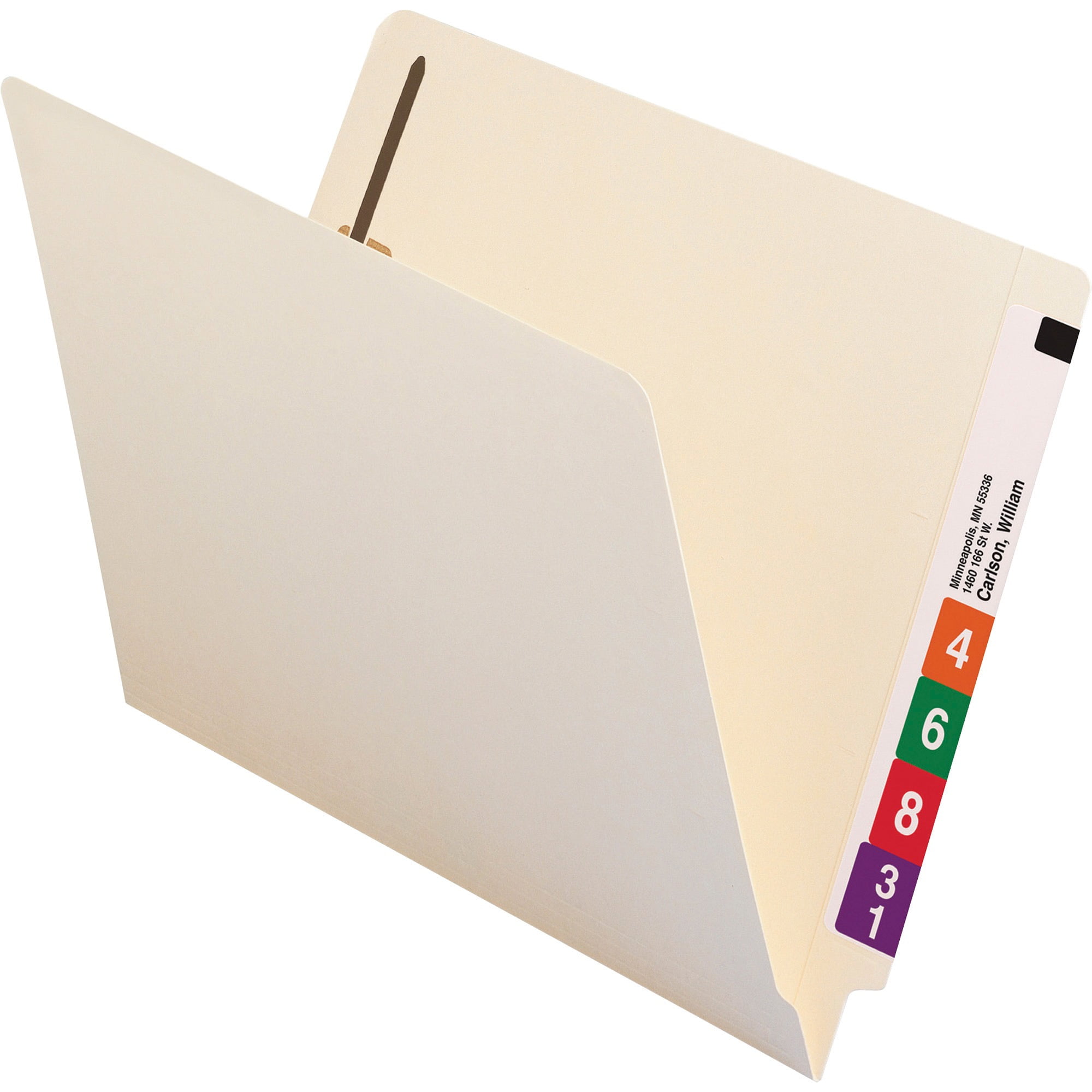 Smead End Tab Pocket Folder with Full Pocket, Reinforced Straight-Cut Extended Tab, 1 Fastener, Letter Size, Manila, 50 per Box (34100)