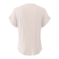 thumbnail image 4 of Women's V Neck Ribbed Knit Top Short Sleeve Soft Loose Fit Basic Casual Spring Summer Daily Tops By Yigetop Beige L, 4 of 4