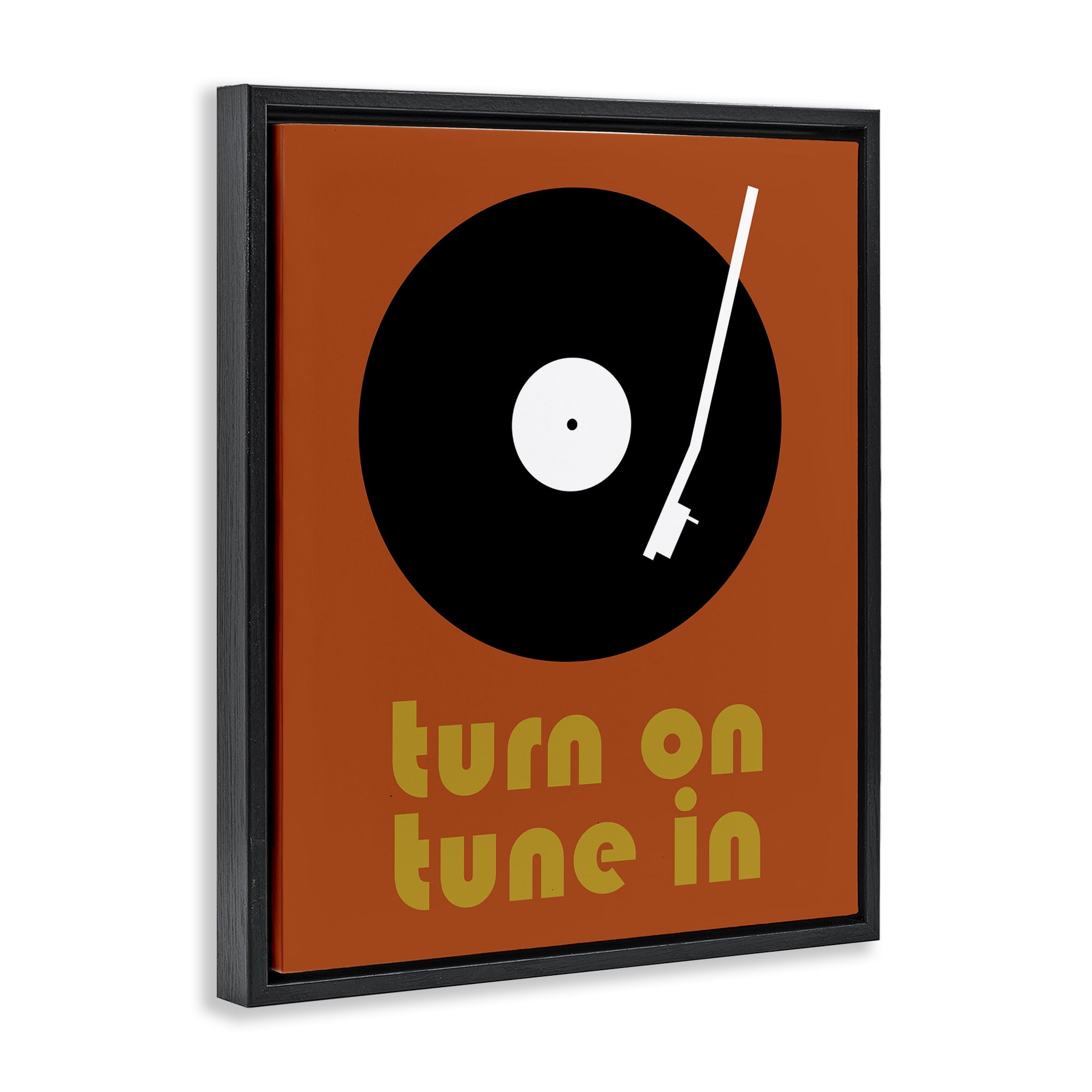 Stupell Industries Turn On Tune In Black Framed Floater Canvas Wall Art, design by Tom Quartermaine