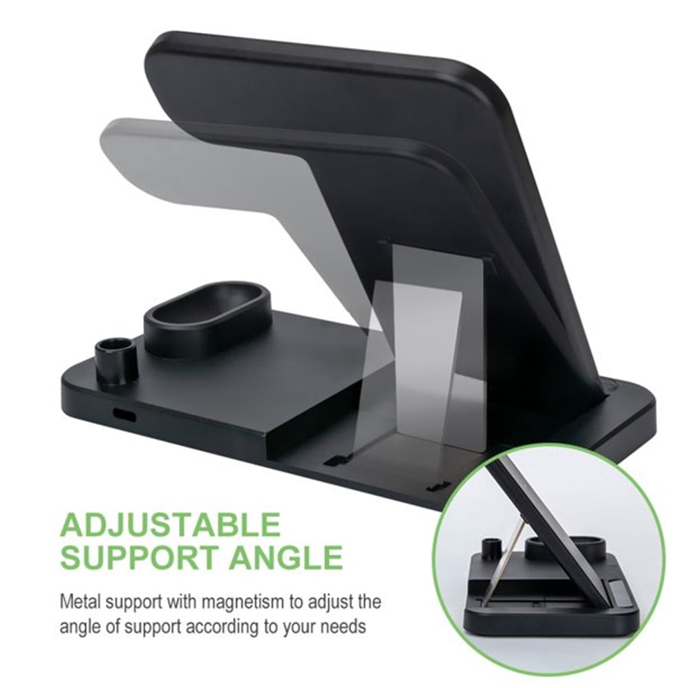 AMERTEER 4 in 1 Wireless Charger ,QI Fast Charger Pad Stand Charging Station Dock For Apple Watch Series 4/3/2/1 Airpods for iPhone X XS Max XR 8 Plus iPhone11 11pro Apple Pen