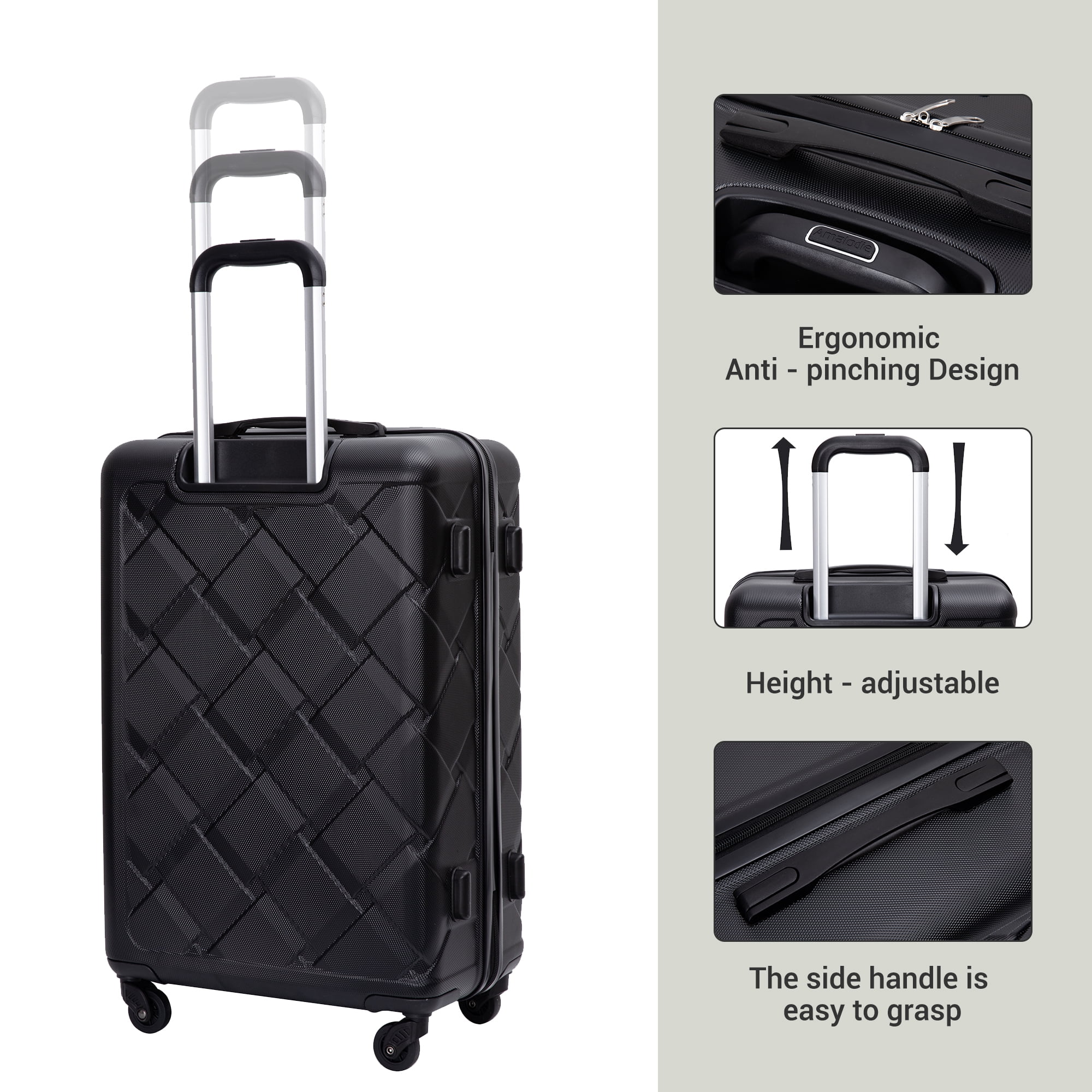 Luggage Set with Spinner Wheels, ABS Lightweight Durable Hard Suitcase, 8-Piece Set (20"/24"/28"+Gym Tote Bag + 4 Pieces Storage Bag Set)