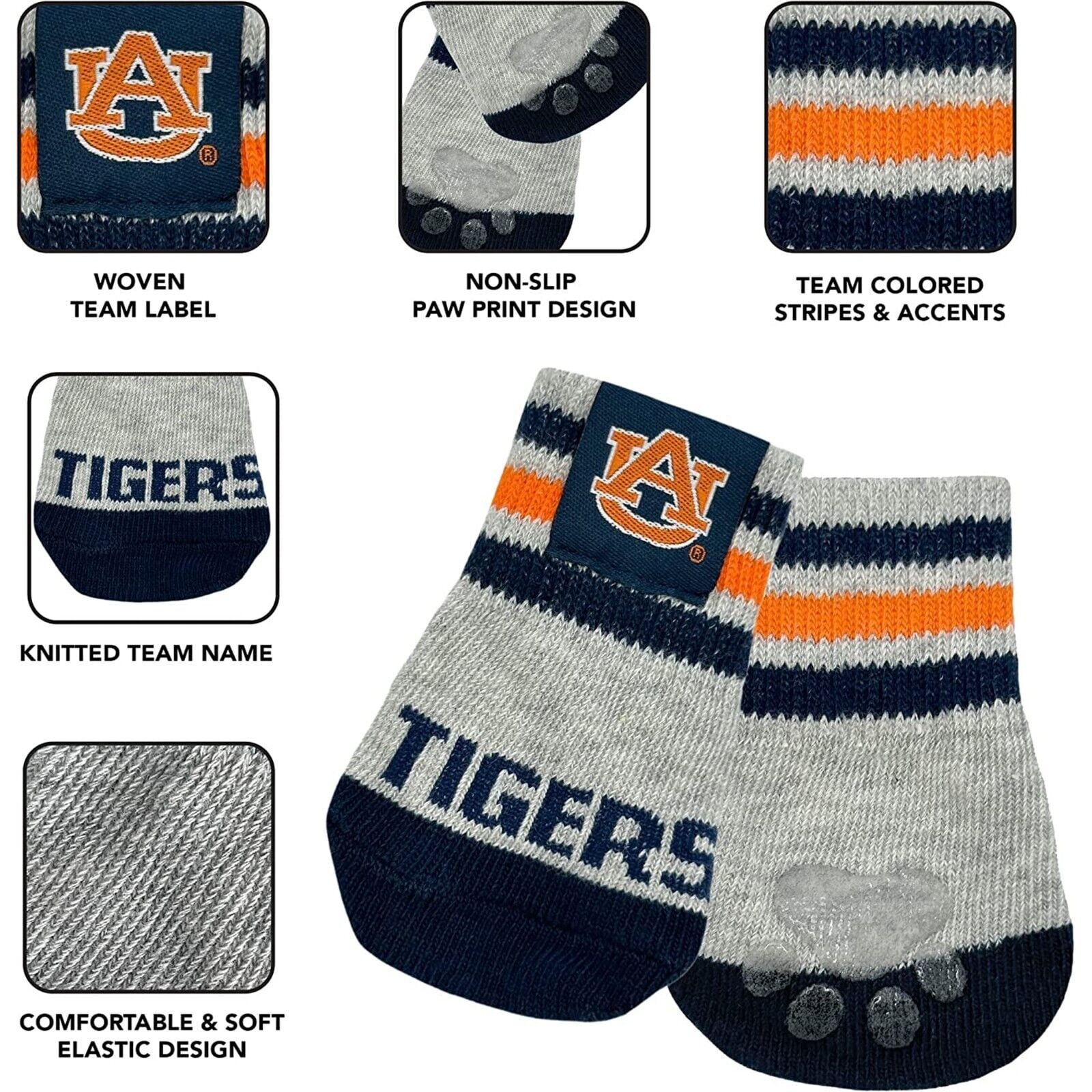 NCAA Anti Slip Dog Socks with Elastic Ribbed Top Indoor/Outdoor Paw Protection