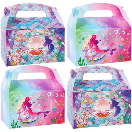 24 pcs Mermaid Party Treat Box Mermaid Theme Goody Gift Boxes for Girls ...