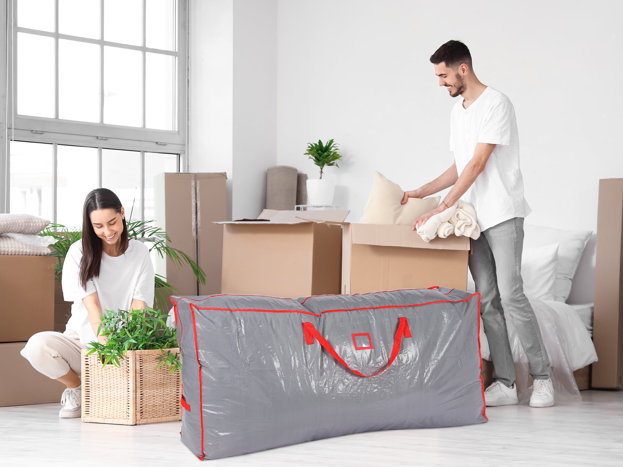 Unique Bargains Foldable Moving Storage Bags for Closet Organizers Gray 65x30x15in