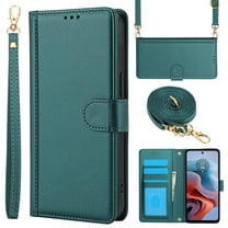 Allytechgroup Wallet Phone Case for Samsung Galaxy S25, Built-in Credit Card Slot Shoulder Strap Wrtst Strap PU Leather RFID Blocking Shockproof Full Body Cover for Women Girls, Green