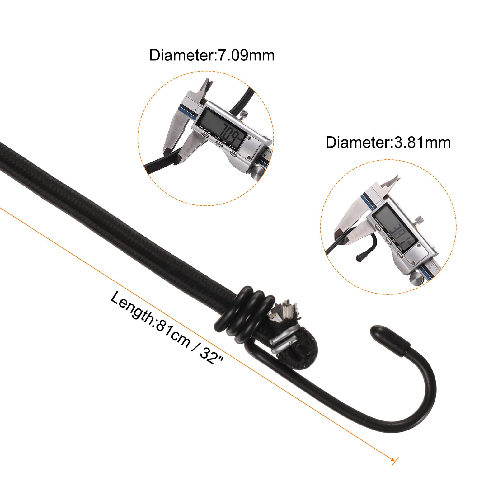 Uxcell 6Pcs Bungee Cord with Hooks 32" Rubber Bungee Cords for Outdoor Camping Straps, Black
