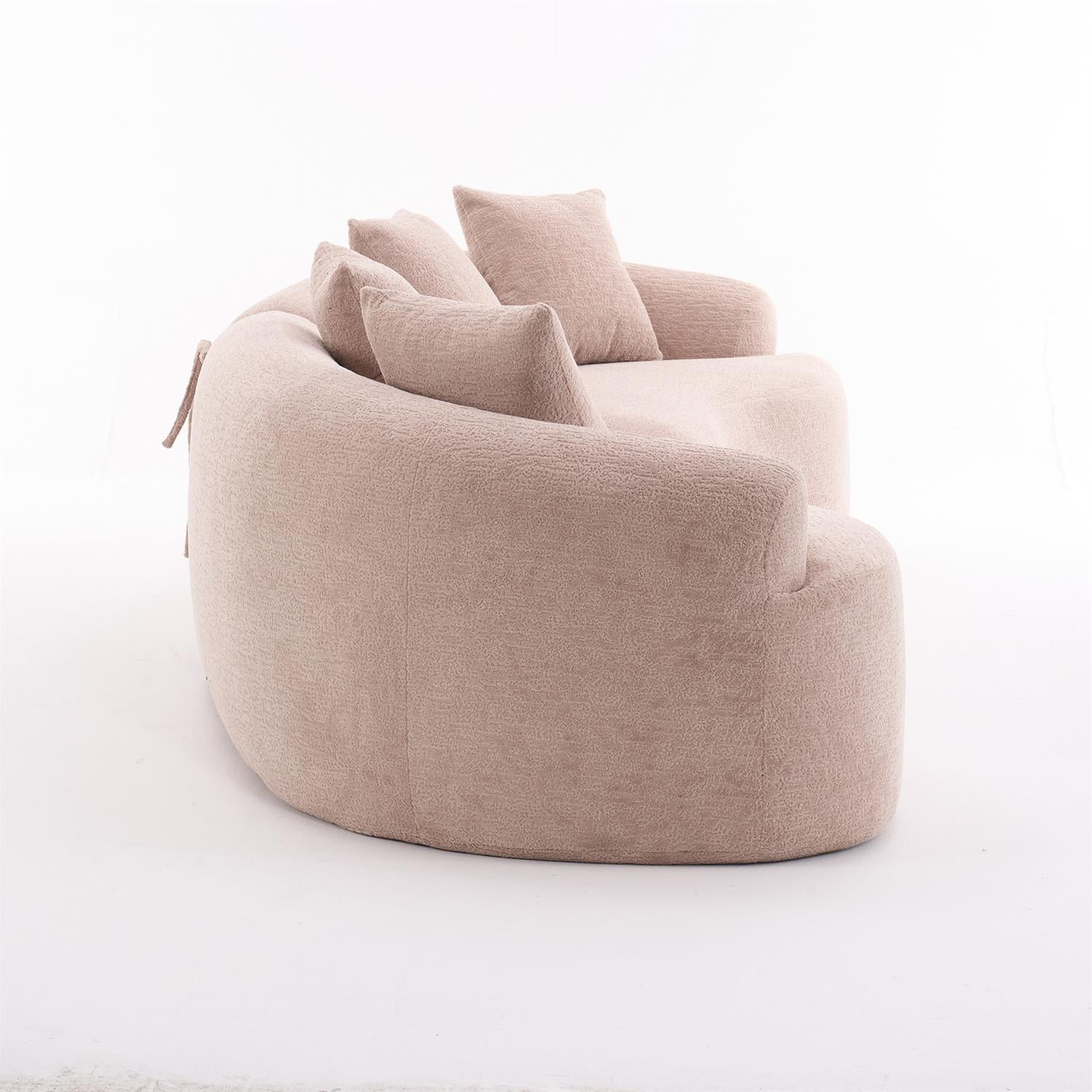 Demi Bonn 110"L Modular Sectional Sofa with Full Compression Sponge, Curved Design, High-Density Chenille Sleeper Couch for Living Room, 800 lbs Capacity, Pink