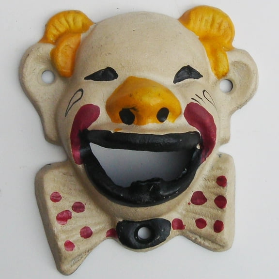 CAST IRON WALL MOUNT beer soda BOTTLE OPENER CLOWN HEAD