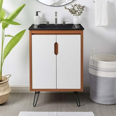 Modway Energize 24" Bathroom Vanity in Cherry White Black