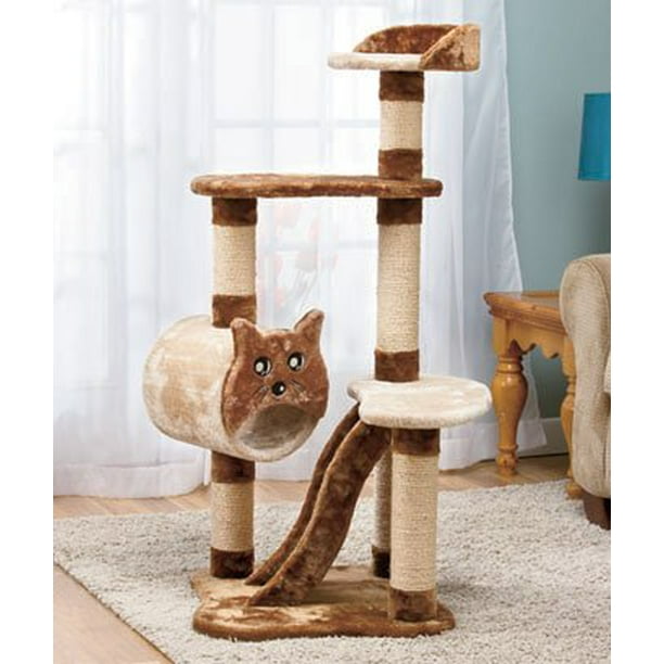 4 Foot Tall Multiple Level Cat Tower With Scratchers Walmart Com Walmart Com