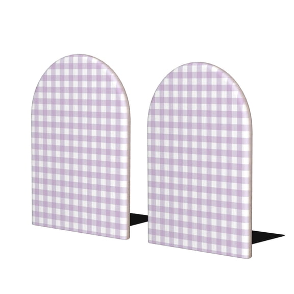 Hirioo Purple Checkboard for Bookends Decorative Bookends for Shelves for Home or Office, Non-Slip Base