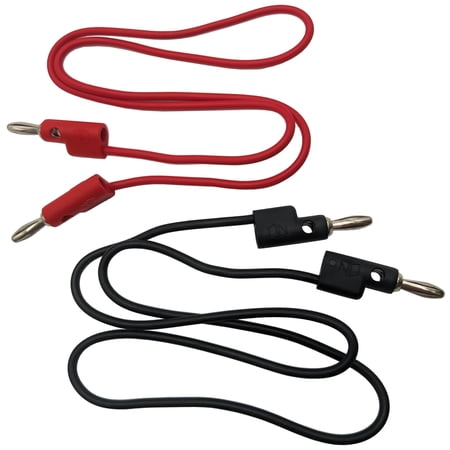 Set of 1 Red and 1 Black Banana to Banana Leads 24 Inches Long Stackable