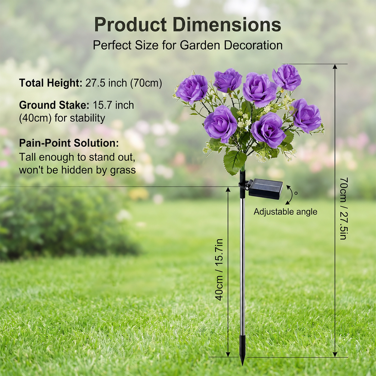 Rirool Solar Rose Garden Stake Lights 2-Pack Purple photo 5