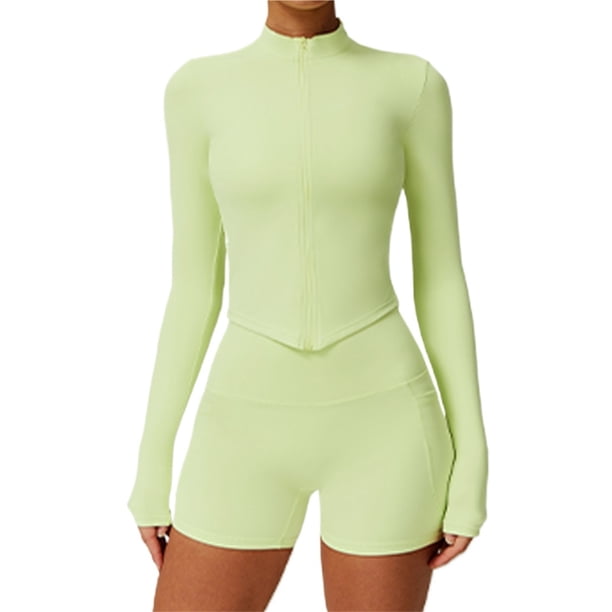 Chaqueta de Yoga for mujer, chaqueta de Yoga deportiva for correr al aire libre con cremallera, chaqueta de manga larga, ropa de Yoga de secado rápido for niñas