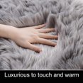 thumbnail image 4 of Square Faux Fur Fleece Fluffy Area Rugs, Washable Yoga Carpet ,Bedroom Floor Rugs, Camel - 2'x 3', Grey, 4 of 4
