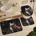 thumbnail image 5 of Nine Tailed Fox Chasing Butterfly 4PCS Shower Curtain Sets with Rugs with Non-Slip Bath Mat Toilet Rug，72" X 72", 5 of 7