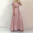 thumbnail image 2 of Sngxgn Women Summer Bodycon Backless Maxi V Neck Dress(Pink,XL), 2 of 9