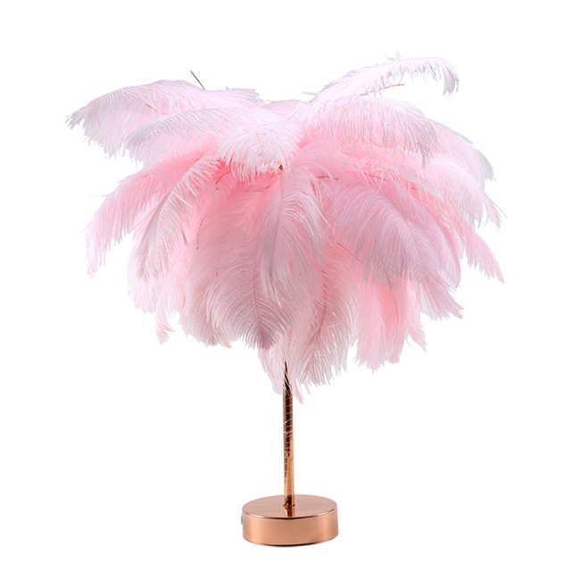 Lámpara de luz de mesa de Control remoto de árbol de plumas para decoración de dormitorio de boda JShteea El nuevo