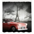 thumbnail image 3 of Ambesonne Paris Shower Curtain, Vintage Car and Eiffel, 69"Wx70"L, Grey Red, 3 of 5