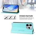 thumbnail image 4 of Wallet Case For iPhone 15 Pro 6.1inch, [RFID Blocking] PU Leather Magnetic Folio with 2 Card Slot Kickstand Flip Cover Shockproof Phone Case,Mint Green,For iPhone 15 Pro, 4 of 8